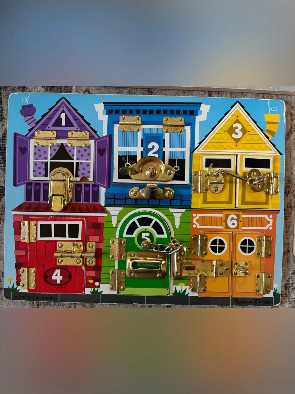 Melissa & Doug Kids' Wooden Latch Boards - Colorful Locks Activity